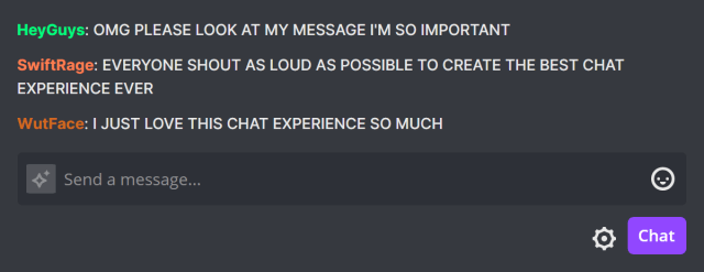 Excessive use of capital letters in Twitch chat