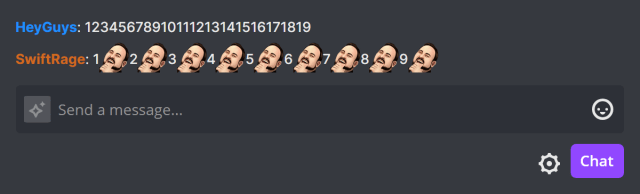 Excessive or undesirable use of numbers in Twitch chat