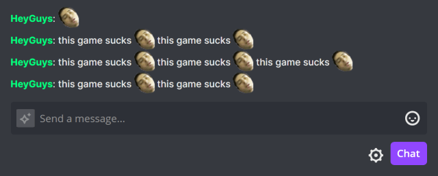 Excessively repeated messages by the same person in Twitch chat
