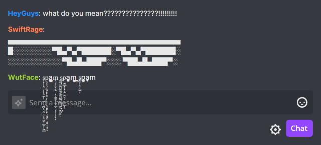 Disruptive or excessive use of symbols in Twitch chat