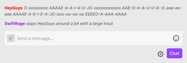 Stylized messages using the /me chat command in Twitch chat