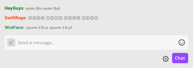 Excessive use of special letters in Twitch chat