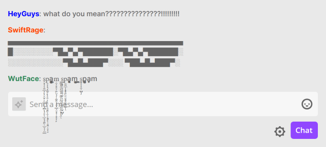 Disruptive or excessive use of symbols in Twitch chat
