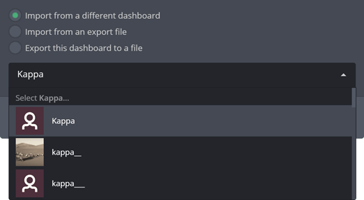 Import from a different dashboard Import from a different dashboard