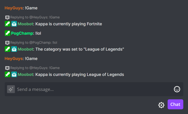 Using default arguments with your alias in Twitch chat