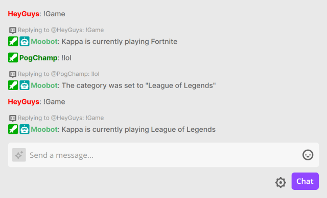 Using default arguments with your alias in Twitch chat