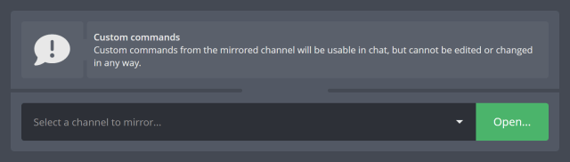 Mirrored channel settings