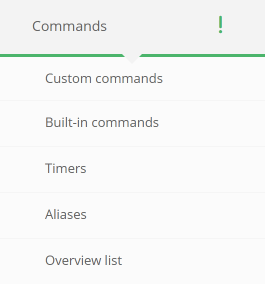 The commands main menu