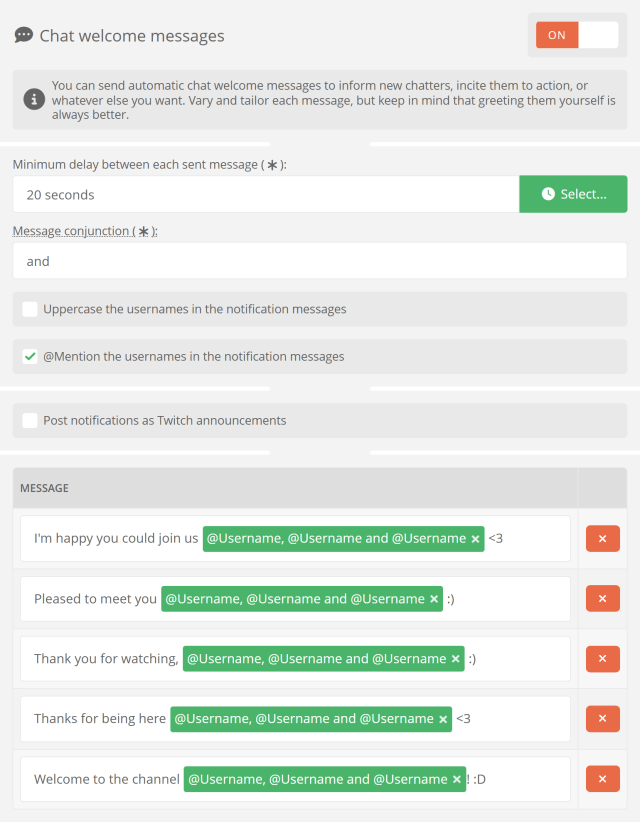 Twitch chat alerts for new chatters