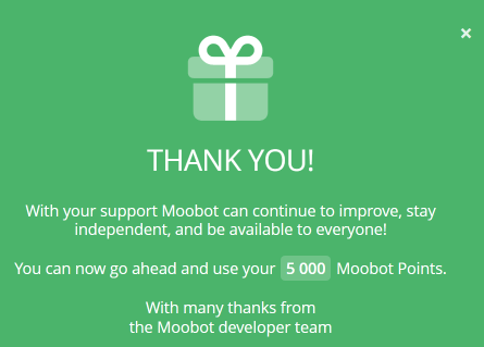 Moobot Points added to your account