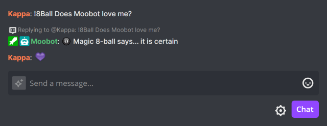 !8ball chat command - Magic 8-ball mini-game !8ball chat command - Magic 8-ball mini-game