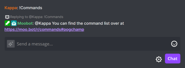 !Commands chat command - View the chat command list !Commands chat command - View the chat command list