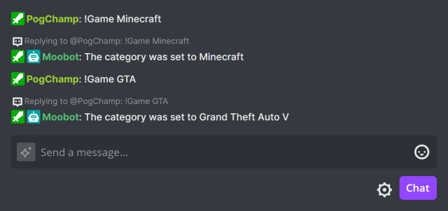Game chat command - Update the game on Twitch Game chat command - Update the game on Twitch
