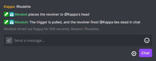 !Roulette chat command when the user dies !Roulette chat command when the user dies