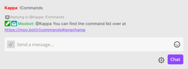 !Commands chat command - View the chat command list !Commands chat command - View the chat command list