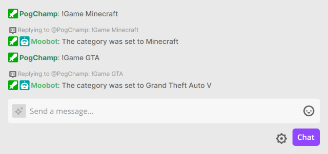 Game chat command - Update the game on Twitch Game chat command - Update the game on Twitch
