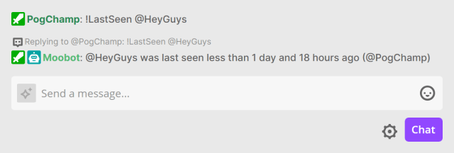 !LastSeen chat command - Last seen in Twitch chat !LastSeen chat command - Last seen in Twitch chat