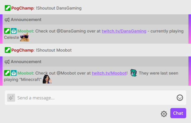 Shout-out chat command - Shout out a Twitch streamer Shout-out chat command - Shout out a Twitch streamer
