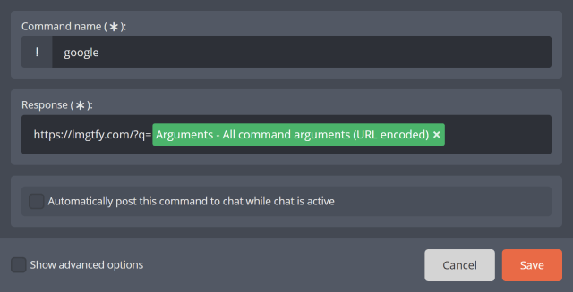 All command arguments (URL-encoded) All command arguments (URL-encoded)