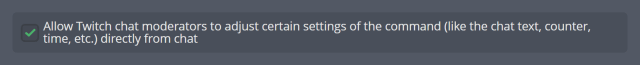 Allowing Twitch chat moderators to edit a chat command Allowing Twitch chat moderators to edit a chat command