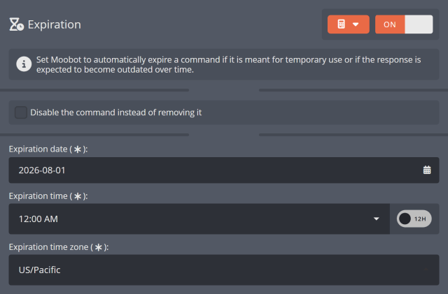 Auto disabling temporary chat commands Auto disabling temporary chat commands