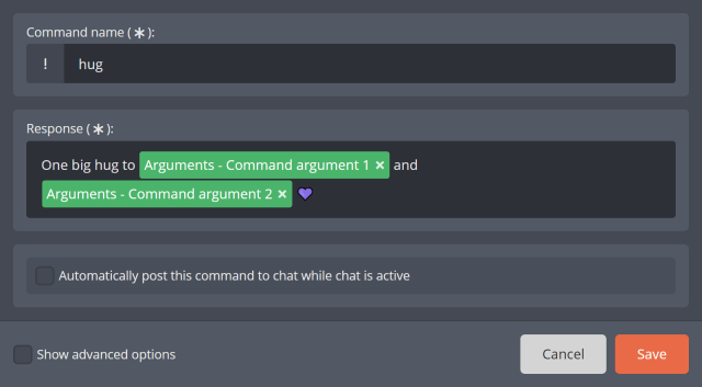 Command argument 1-5 Command argument 1-5