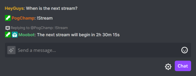 Responding in Twitch chat with a countdown time Responding in Twitch chat with a countdown time