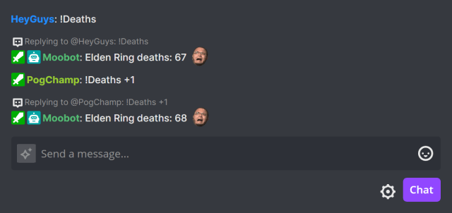Responding in Twitch chat with a counter Responding in Twitch chat with a counter