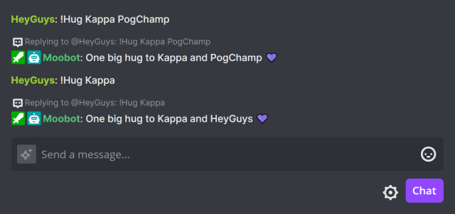 Responding in Twitch chat with command arguments Responding in Twitch chat with command arguments