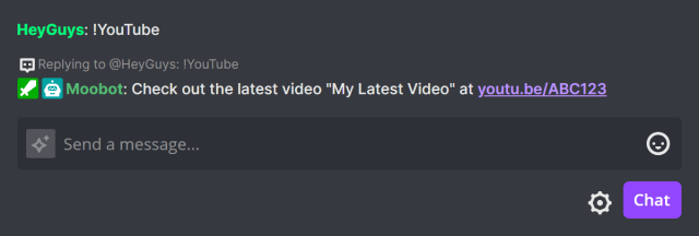 Responding in Twitch chat with the latest YouTube video Responding in Twitch chat with the latest YouTube video
