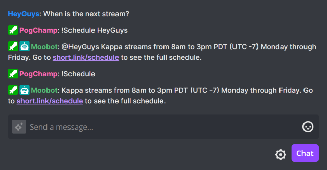 Responding in Twitch chat with the mentioned @username Responding in Twitch chat with the mentioned @username