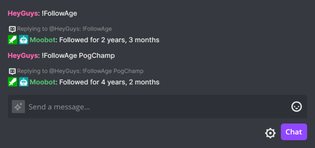 Responding in Twitch chat with the time since the user followed Responding in Twitch chat with the time since the user followed