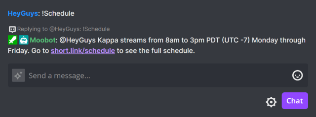 Responding in Twitch chat with the user who sent the command Responding in Twitch chat with the user who sent the command