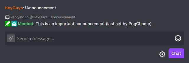Responding in Twitch chat with the user who set the text Responding in Twitch chat with the user who set the text