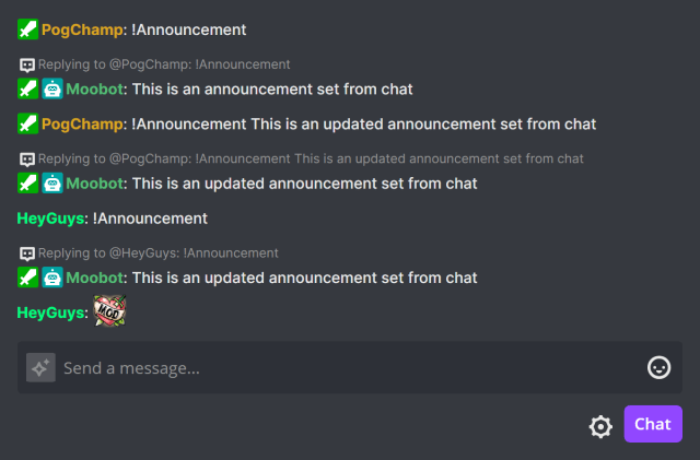 Setting a text response tag from chat Setting a text response tag from chat