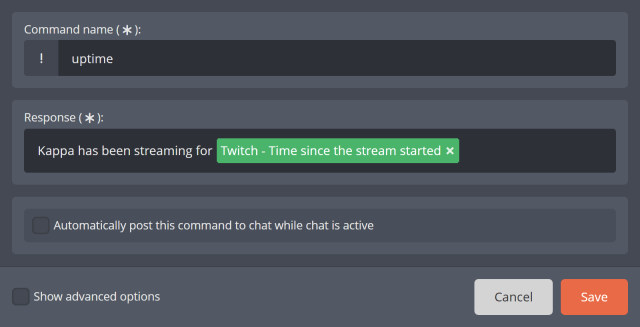 Time since the stream started Time since the stream started