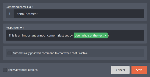 User who set the text User who set the text