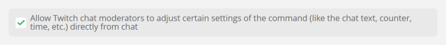 Allowing Twitch chat moderators to edit a chat command Allowing Twitch chat moderators to edit a chat command
