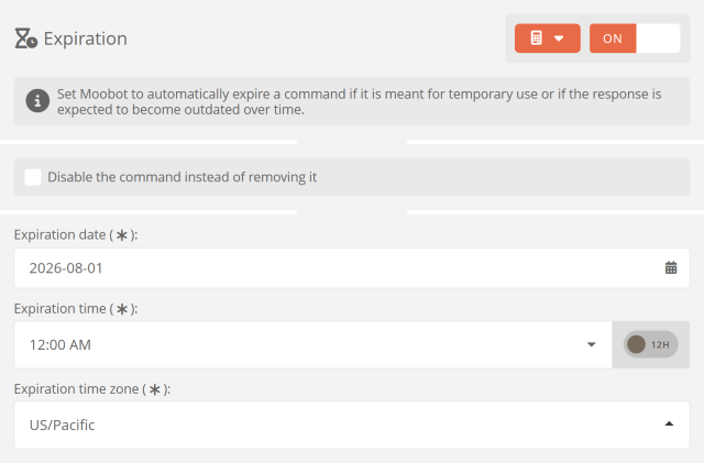 Auto disabling temporary chat commands Auto disabling temporary chat commands