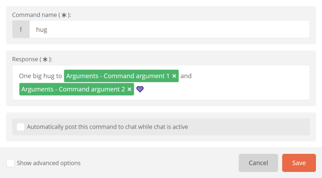 Command argument 1-5 Command argument 1-5