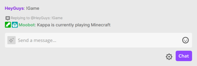 Displaying the current game in Twitch chat Displaying the current game in Twitch chat