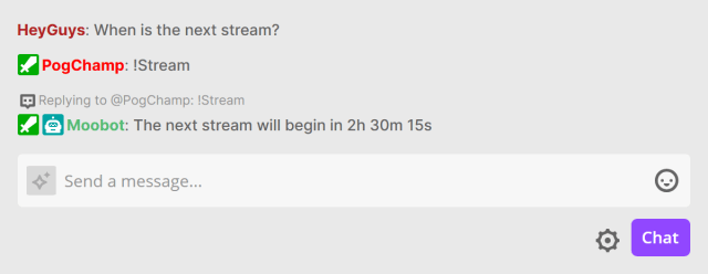 Responding in Twitch chat with a countdown time Responding in Twitch chat with a countdown time