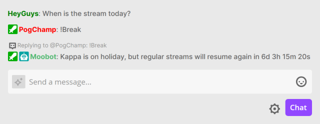 Responding in Twitch chat with a countdown Responding in Twitch chat with a countdown