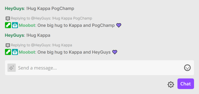 Responding in Twitch chat with command arguments Responding in Twitch chat with command arguments