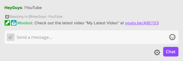 Responding in Twitch chat with the latest YouTube video Responding in Twitch chat with the latest YouTube video
