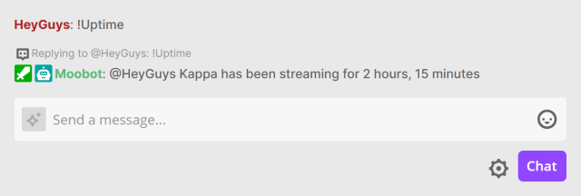 Responding in Twitch chat with the !Uptime chat command Responding in Twitch chat with the !Uptime chat command