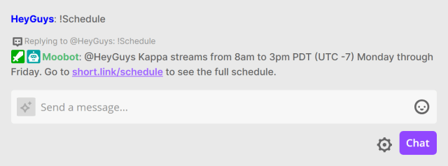 Responding in Twitch chat with the user who sent the command Responding in Twitch chat with the user who sent the command