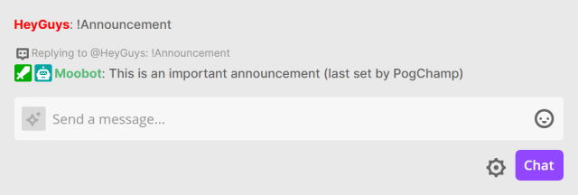 Responding in Twitch chat with the user who set the text Responding in Twitch chat with the user who set the text