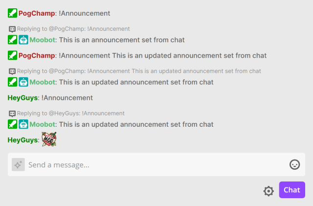 Setting a chat command from chat as a Twitch mod Setting a chat command from chat as a Twitch mod