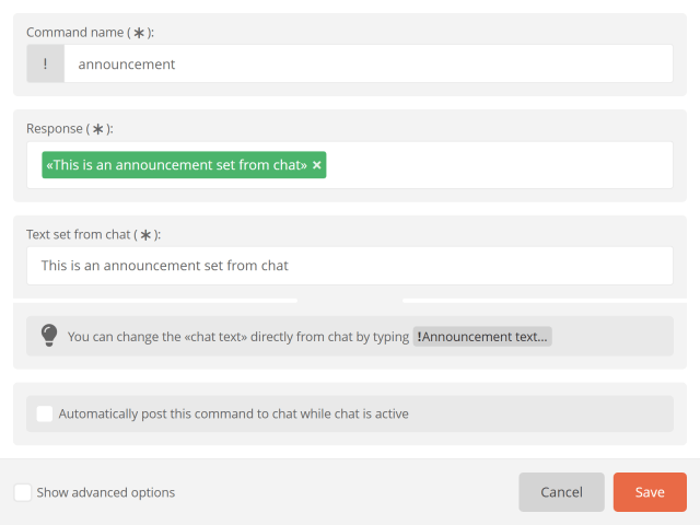 Using response tags to set the text from chat Using response tags to set the text from chat